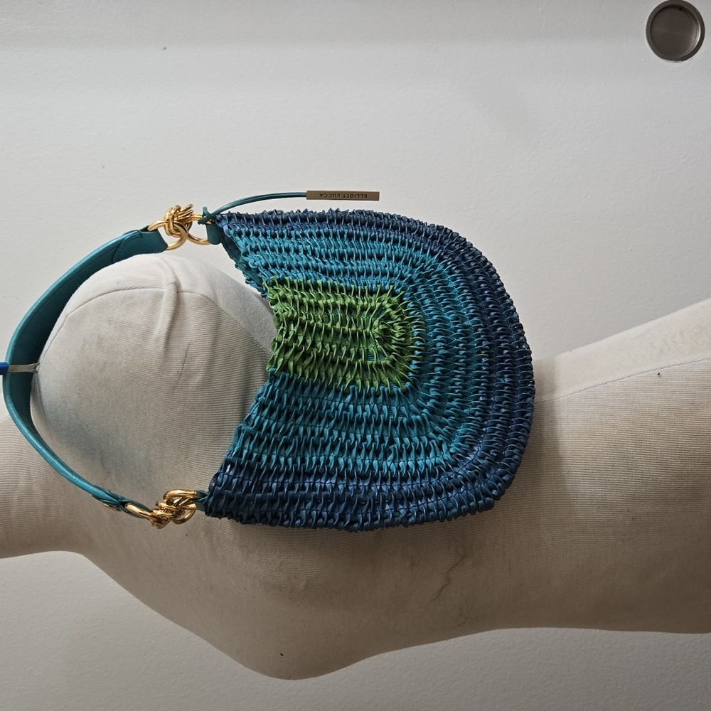 Elliott Lucca Blue and Green Leather Mini Bag, Great Summer Bag! - Picture 5 of 5